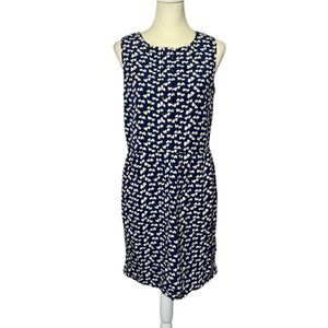 J.Crew Tossed Hearts Navy Blue & White Sleeveless Dress W/ Pockets Womens Size 6